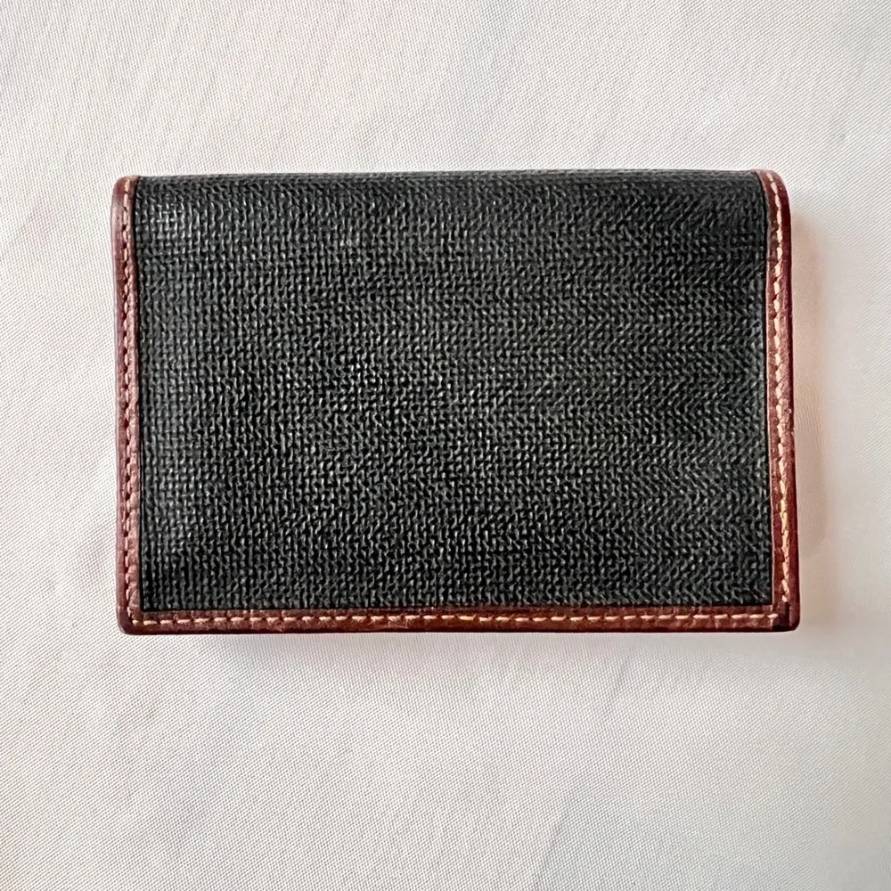 Dunhill card case business card holder brown leather and black canvas Unisex VTG - Picture 3 of 13
